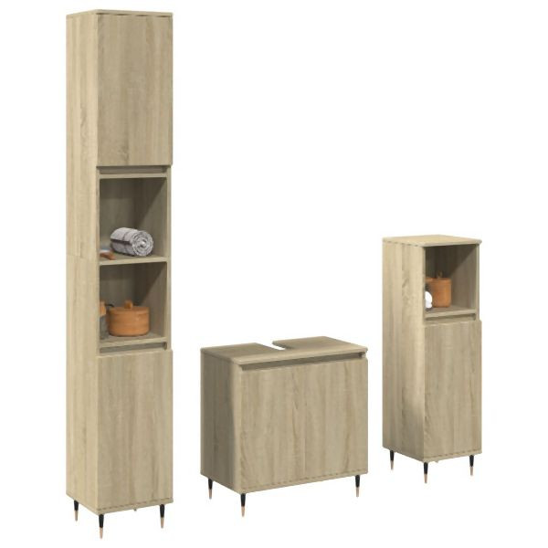 vidaXL 3-tlg. Badmöbel-Set Sonoma-Eiche Holzwerkstoff, 3307673