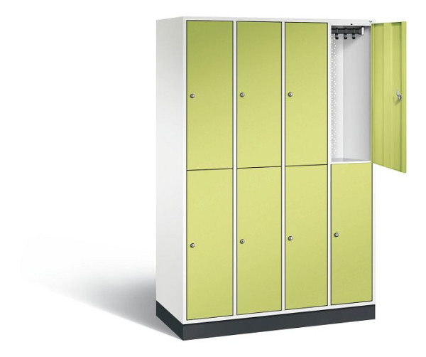 C+P Spind doppelstöckig Intro, H1950xB1220xT490mm, Farbe: Verkehrsweiß / Viridingrün, 8270-401 S10076