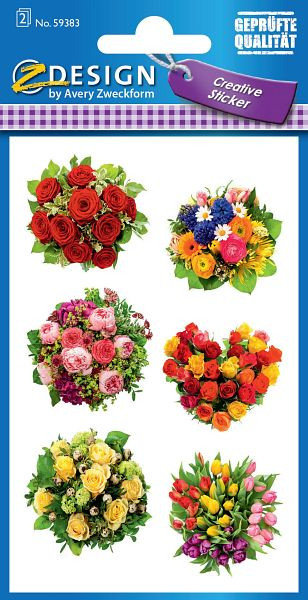 AVERY Zweckform Z-Design 54383, Blumenaufkleber, 85 x 160 mm, Kleinpackung, 12 Sticker / 2 Bögen, 54383