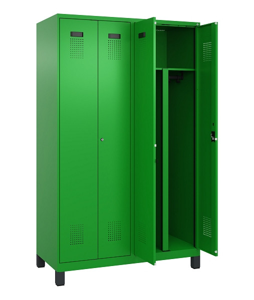 C+P PSA Schwarz-Weiß-Spind Evolo PLUS, mit Füßen, 4 Abteile, 1950x1200x500mm, 6, Zylinderschloss, 049012-40P S10053