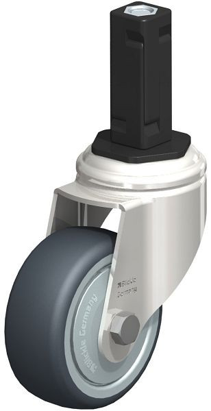 Blickle LKRXA-TPA 80KD-11-FK-EXV13 Edelstahl-Apparate-Lenkrolle mit Expander, Thermoplastisches Gummi-Elastomer, Grau, 853144