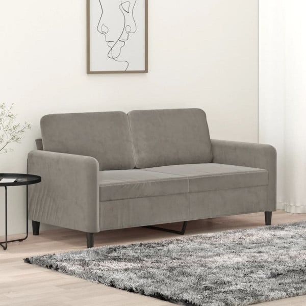 vidaXL 2-Sitzer-Sofa Hellgrau 140 cm Samt, Füllung: Schaumstoff, 349043