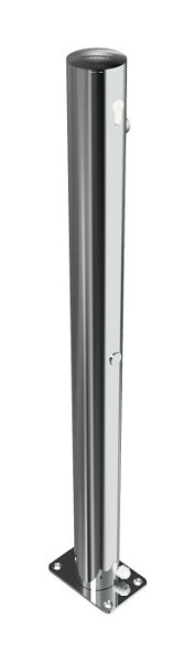 Schake Edelstahlpfosten Ø 76 mm ohne Ziernut, umlegbar, selbsteinrastende Verriegelung für Dübel Befestigung, mit Profilzylinderschloss, 4072UZ