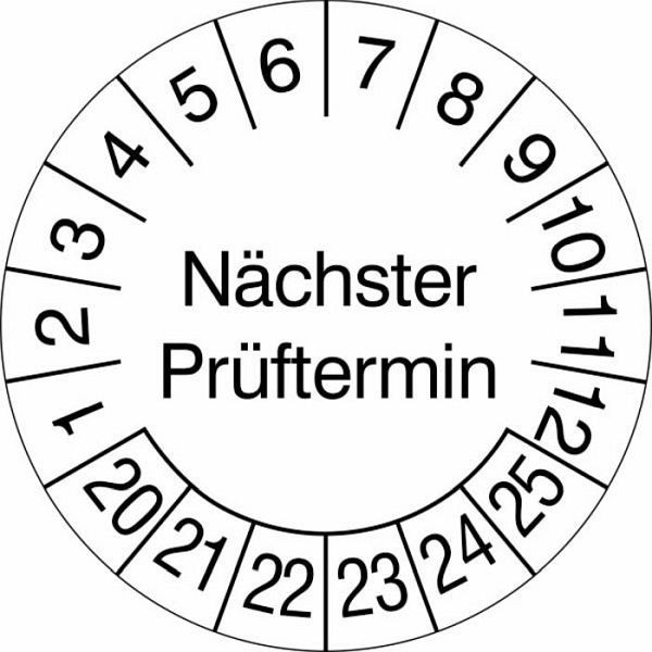 Stein HGS Prüfplaketten ohne Jahresfarbe (6 Jahre), Nächster Prüftermin, 30 mm, 2022-2027, 31.3687-22