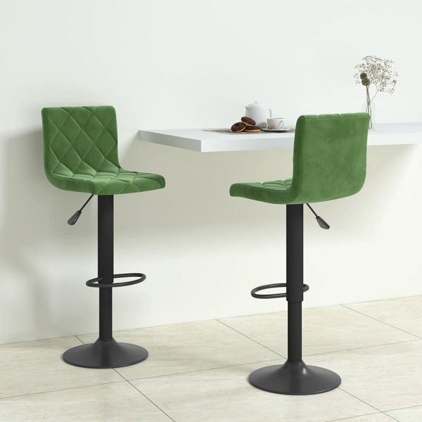 vidaXL Barhocker 2 Stück Dunkelgrün Samt, Polyester, 333734