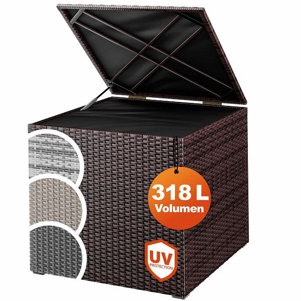 casaria Gartenbox Polyrattan 318L Braun mit Innenverkleidung wetterfest, 108954