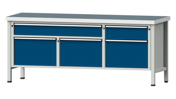 ANKE Werkbänke Kastenwerkbank, Modell 280 V, 2000 x 700 x 850 mm, RAL 7035/5010, UBP 50 mm, 304.510