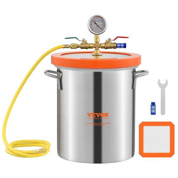 VEVOR 19 L Vakuumkammer Edelstahl Vakuum Entgasungskammer (Durchmesser 28 cm, Höhe 30 cm) Unterdruckpumpe Vakuumkammer, JSZKTJS5GALLH3CGUV0