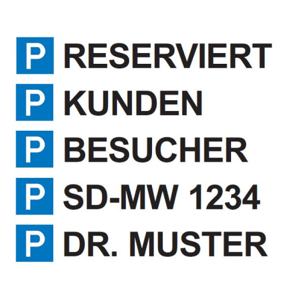 Stein HGS Parkplatzaufkleber für Leitbalken "Trail" und Sperrpfosten "Flex" Textfeld 350x70mm, Text n. Wahl (max. 10 Zeichen)/45mm, 28076