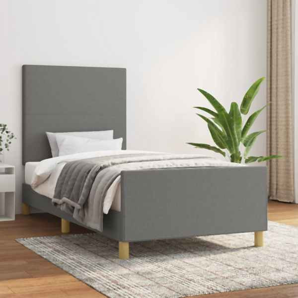 vidaXL Bettgestell mit Kopfteil Dunkelgrau 80x200 cm Stoff, 3124848
