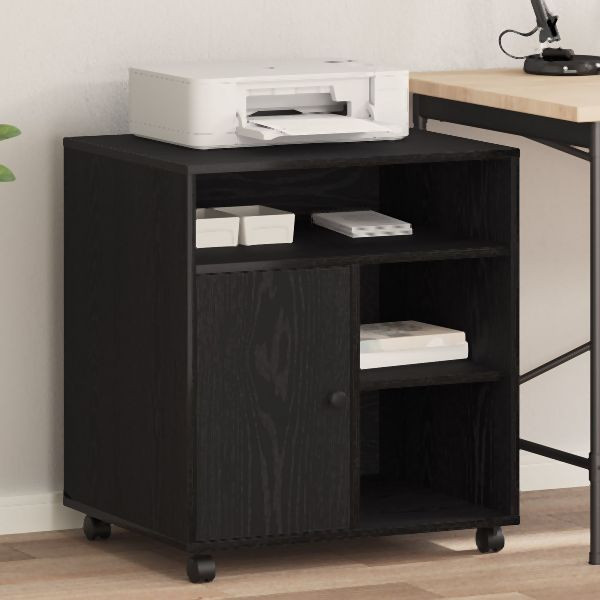 vidaXL Druckerstand mit Rollen Schwarz Eiche 60x50x67 cm, 862284