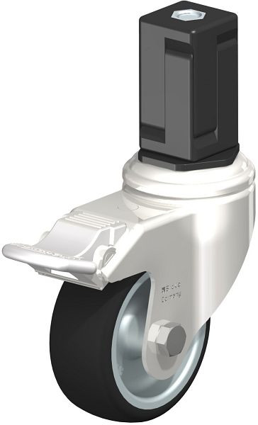 Blickle LKRXA-PATH 80G-11-FI-EXV17 Edelstahl-Apparate-Lenkrolle mit Expander & Feststeller, Thermoplastisches Polyurethan, Grau, 853394