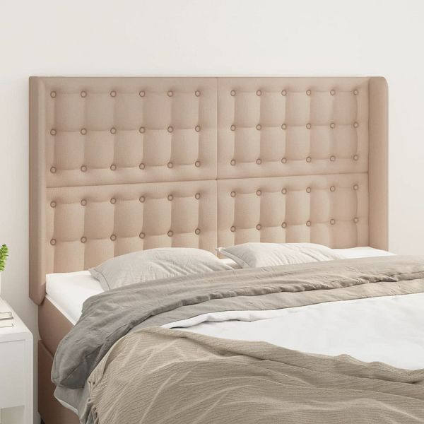 vidaXL Kopfteil mit Ohren Cappuccino-Braun 147x16x118/128cm Kunstleder, 3119675