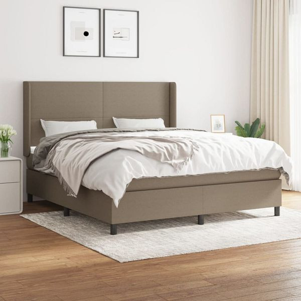 vidaXL Boxspringbett mit Matratze Taupe 160x200 cm Stoff, 3131285