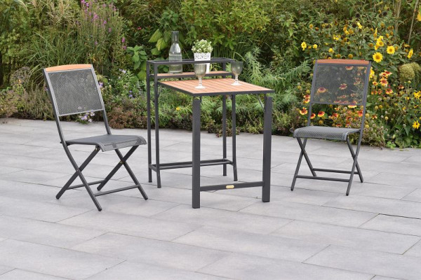 Merxx Patmos Set 3-teilig, 2 Klappstuhl, Rückenabschluss aus Akazienholz, 1 Balkonklapptisch, Tischplatte aus Akazienholz, 50970-217