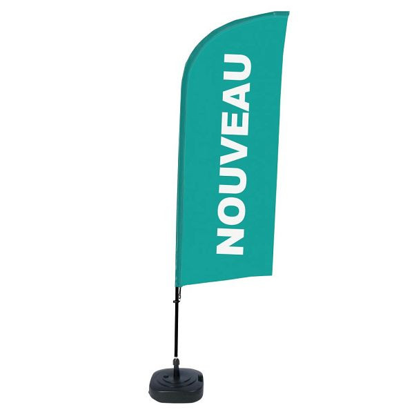 Showdown Displays Beachflag Alu Wind Komplett-Set Neu Türkis Französisch, BFAW310-WT21-I499