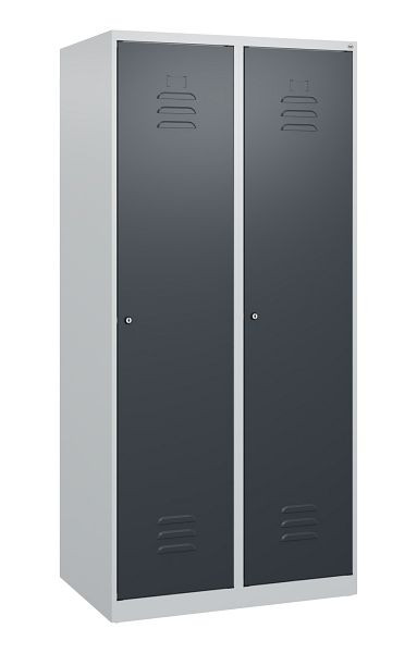 C+P Umkleidespind Classic PLUS mit Mitteltrennwand, 2 Abteile, 1700x800x500mm, 7035/7016, Zylinderschlösser, 0800007-22F S10020