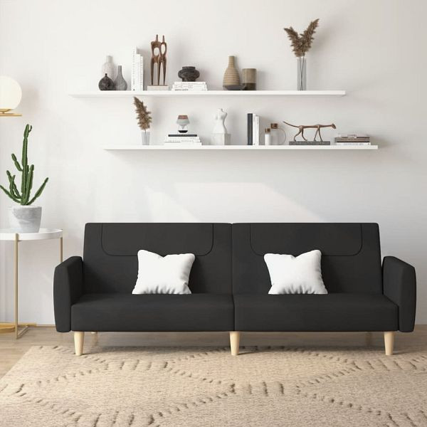 vidaXL Schlafsofa 2-Sitzer Schwarz Stoff, 375786, 8721012379398