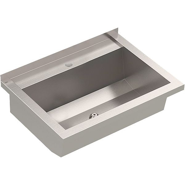KWC Waschrinne, PLANOX, Edelstahl, Wandmontage, 600x210x442 mm, mit Armaturenbank, 2030043784