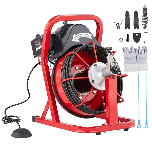 VEVOR Rohrreinigungsmaschine Rohrreinigungsgerät automatische Zufuhr 15mx9,5mm, ZDJJKLSGDSTJWYRCQV2