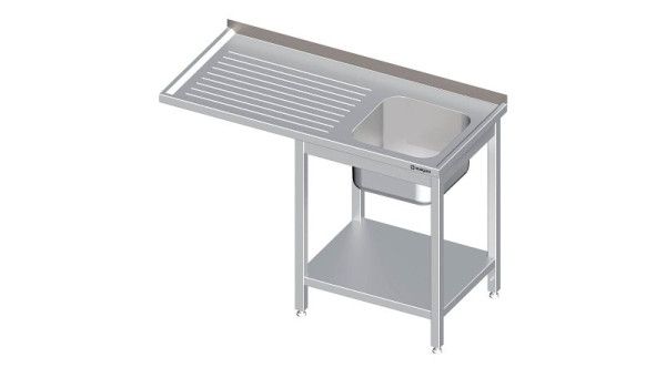 Stalgast Spültisch mit Grundboden, und Überstand, 1200x600x900 mm, mit einem Becken rechts, mit Aufkantung, verschweißt, VST12604RA
