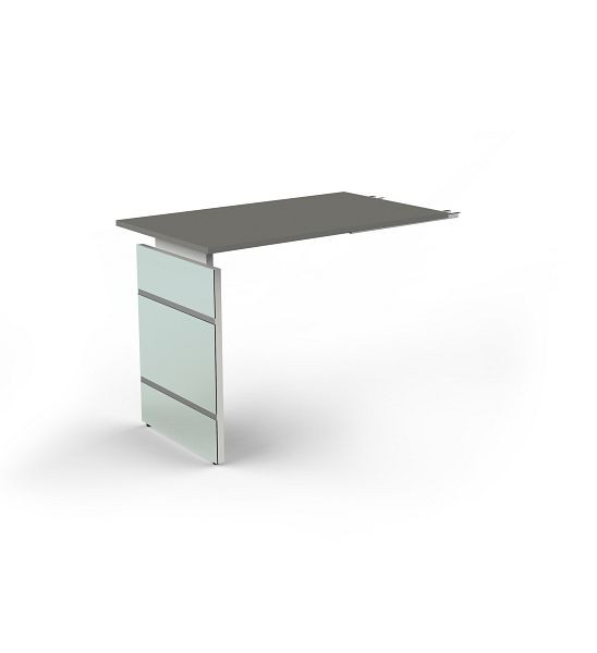 Kerkmann Ansatztisch/ Anbauschreibtisch, mit Wangengestell, Lugano, B 1000 x T 800 x H 680-760 mm, Grafit, 11431912