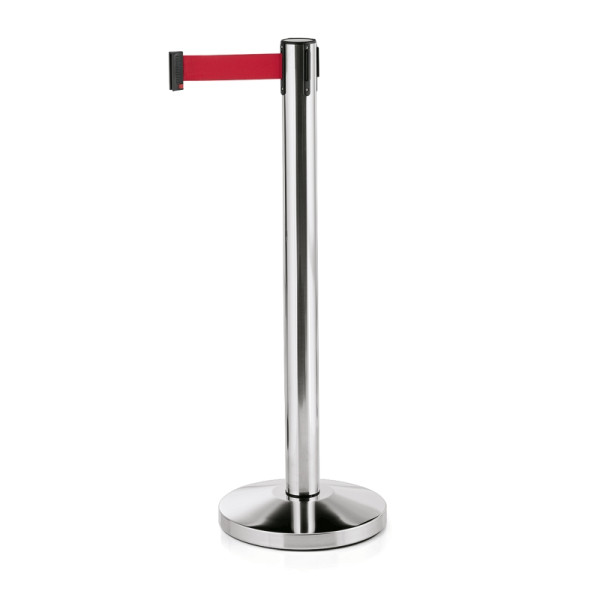 WAS Abgrenzungspfosten Lightflex mit Gurtband rot, 2 m, Edelstahl, VE: 2 Stück, 2814104
