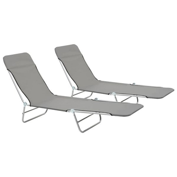 vidaXL Klappliegen 2 Stück Stahl und Stoff Grau, Material: Polyester: 100%, 44302