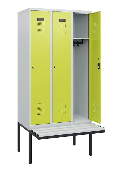 C+P Spind Evolo PLUS, 3 Abteile, 1950x900x815mm, 7035/0024, Zylinderschloss, Material Sitzfläche Kunststoff, 0490405-30 S10096