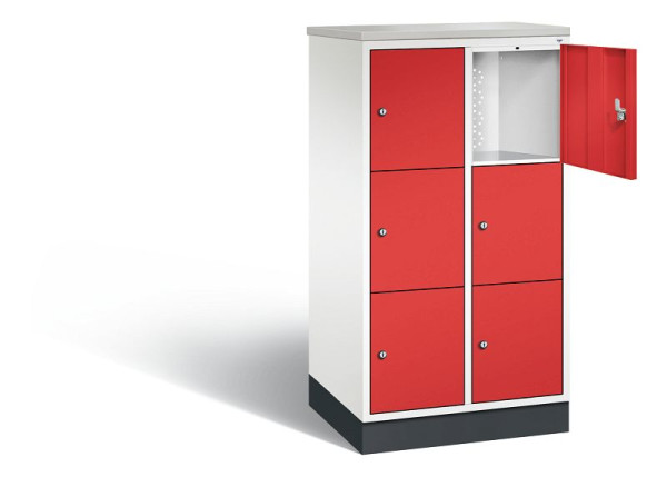 C+P Schließfachschrank Intro, H1255xB620xT490mm, Farbe: Verkehrsweiß / feuerrot, 8573-201 S10261