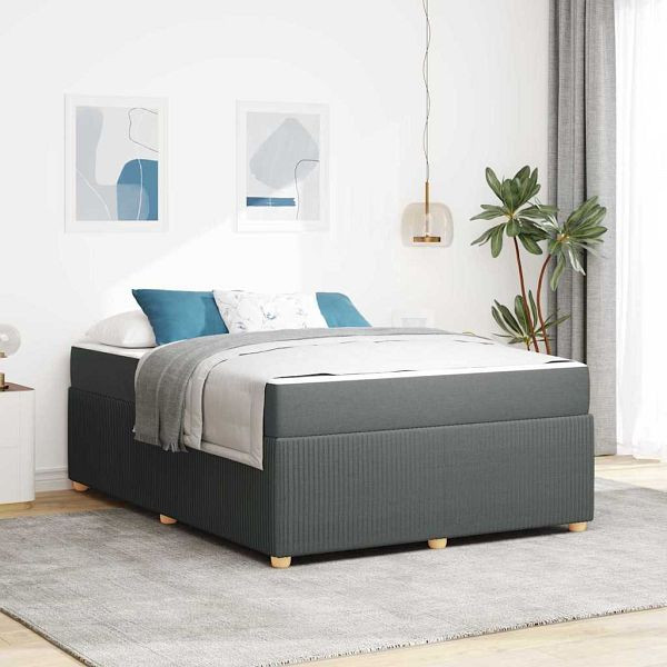 vidaXL Bettgestell mit Matratze Dunkelgrau 140 x 200 cm Stoff, 3398393