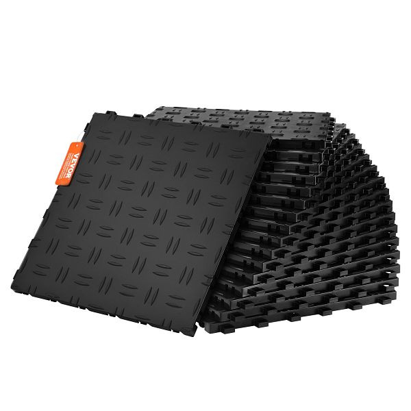 VEVOR Garagen-Bodenbeschläge, 305 x 305 x 13,4 mm, 50er-Set Industrieboden, rutschfeste doppelseitige Struktur-Garagenboden, Schwarz, CKDDHSJ501212XQF0V0