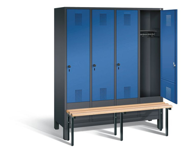 C+P Garderobenschrank Evolo, H1850xB1590xT815mm, Farbe: Schwarzgrau / Enzianblau, 48030-42 S10070
