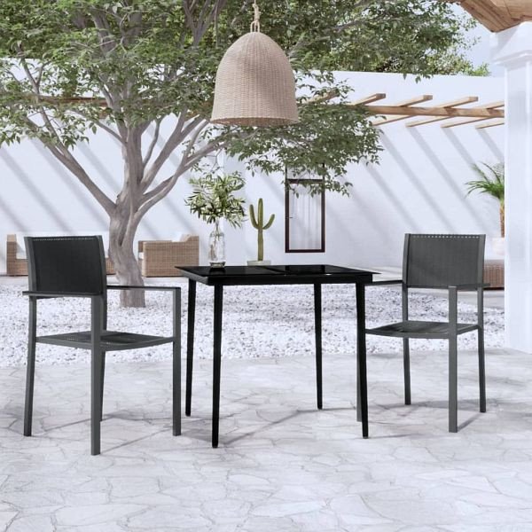 vidaXL 3-tlg. Garten-Essgruppe Schwarz, Top-Qualität, 3099275
