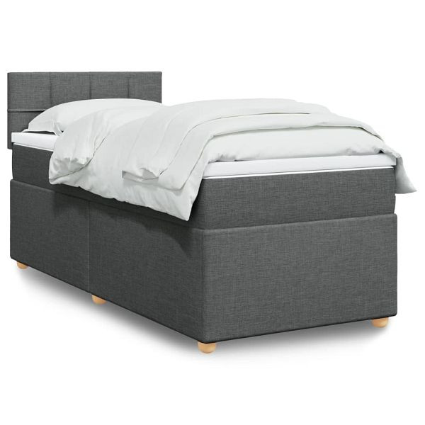 vidaXL Boxspringbett mit Matratze Dunkelgrau 90x190 cm Stoff, 3286536