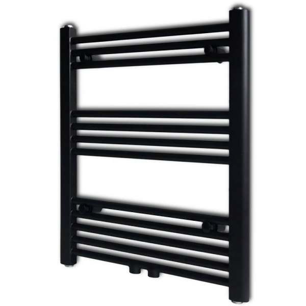 vidaXL Handtuchheizkörper Warmwasser Gerade Schwarz 600x764 mm, 141906