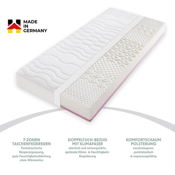 HOME DELUXE Taschenfederkernmatratze TOUCH 100x200 cm H3/H4, 54074
