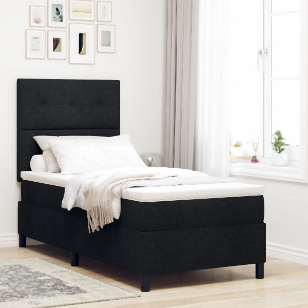 vidaXL Schwarzes Boxspringbett mit Matratze 100x200 cm Stoff, 3339366