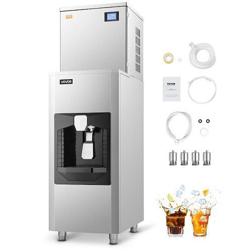 VEVOR gewerbliche Eismaschine 181 kg/Tag, 80 kg Eisbehälter, 9 kg/min Ausgabe, selbstreinigend, Touchscreen für Bar/Restaurant, ZHSKU00000000000145