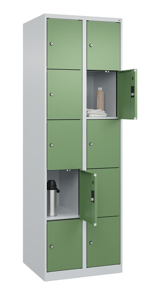 C+P Schließfachschrank Evolo PLUS, 10 Fächer, 1850x600x500mm, 7035/6011, 049000-205 S10010