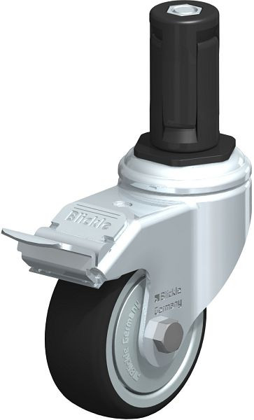 Blickle LKRA-PATH 80K-11-FI-FK-ER14 Apparate-Lenkrolle mit Expander & Feststeller, Thermoplastisches Polyurethan, Grau, 848727