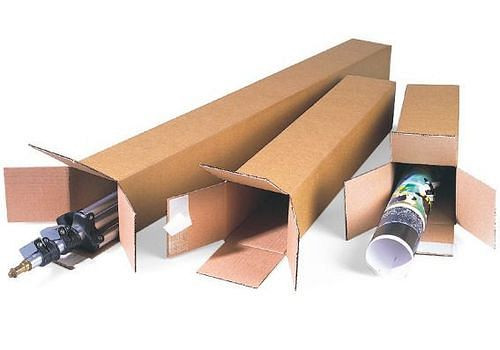 DENIOS Quattrobox mit Selbstklebeverschluss, 1-welliger Faltkarton, 108 x 108 x 611mm, Format A1, VE: 25 Stück, 299476
