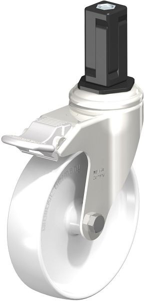 Blickle LKRXA-PO 126G-11-FI-EXV14 Edelstahl-Apparate-Lenkrolle mit Expander & Feststeller, Polyamid, Weiß, 853563