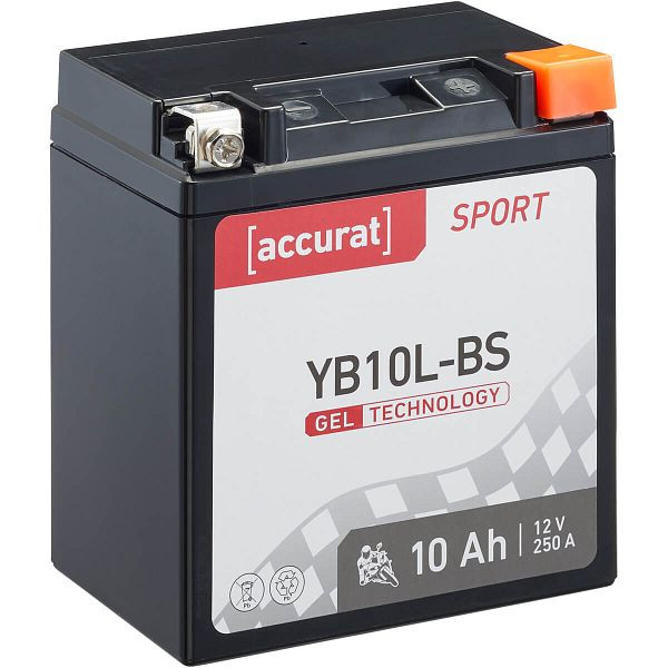 Accurat Sport GEL YB10L-BS Motorradbatterie 10Ah 12V 250A 12N10-3B, MBG-YB10L