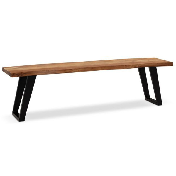 Wohnling Esszimmerbank 180x40x45,5 cm Akazie Massivholz/Metall, Esstischbank Modern, Holzbank ohne Lehne, Küchenbank mit U-Beinen, Sitzbank Groß, WL7.304