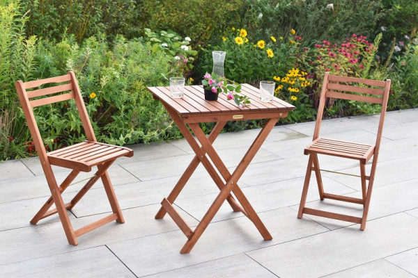 Merxx Porto Set 3-teilig, 2 Porto Klappstühle, 1 Klapptisch, 60 x 60 cm, FSC Eukalyptusholz, 50093-011