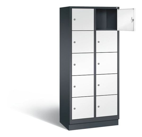 C+P Schließfachschrank Evolo, H1800xB810xT500mm, Farbe: Schwarzgrau / Verkehrsweiß, 48020-225 S10111