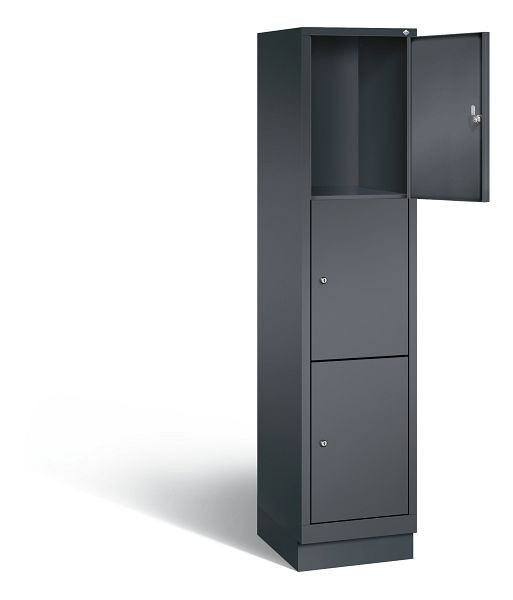 C+P Schließfachschrank Evolo, H1800xB420xT500mm, Farbe: Schwarzgrau, 48020-123 S10020