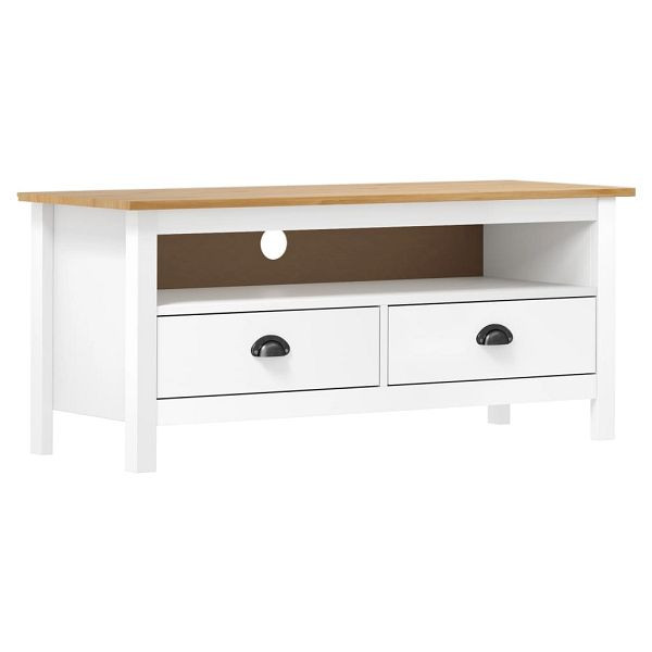 vidaXL TV-Schrank Hill Weiß 110x40x47 cm Massivholz Kiefer, 288926