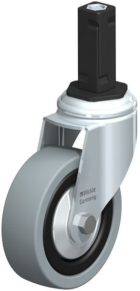 Blickle LKRA-VPA 101G-11-FA-EV13 Apparate-Lenkrolle mit Expander, Vollgummi, Grau, 848198